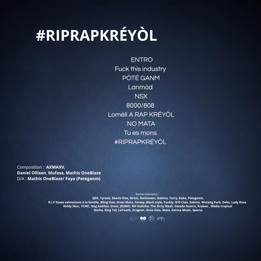 Tracklist RIP Rap créole